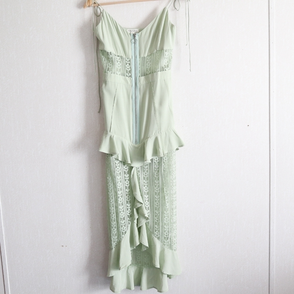NWT FOR LOVE & LEMONS MINT GREEN LOVEBIRD LACE MIDI DRESS FAIRYCORE - Picture 3 of 15